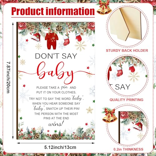 Image of Patelai 321 Pcs Christmas Santa Baby Shower Game Supplies Include 250 Activity Cards 20 Pencils 1 Don't Say Baby Sign 50 Clothespins for Price Is Right Prediction Bingo Game Party Decor