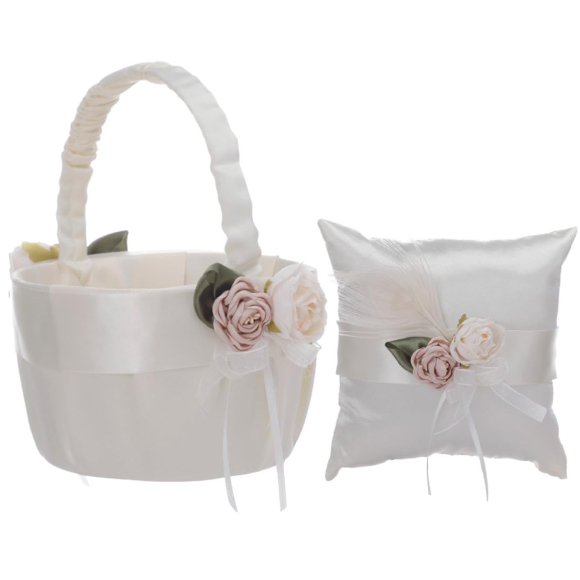 Panier de fleurs de mariage romantique en satin blanc pour cérémonie laïque