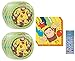 Unique Curious George Party Supplies Bundle Pack for 16 includes 16 Dessert Cake Paper Plates,16 Dessert Cake Napkins, 1 Dinosaur Sticker Sheet