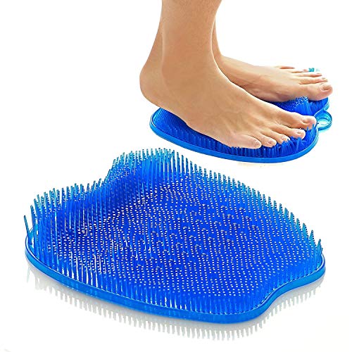 Shower Foot Scrubber - Feet Cleaner Non Slip Silicone Pad for Shower Floor Foot Massage Mat Improve Circulation Relieve Tire and Pain Blue