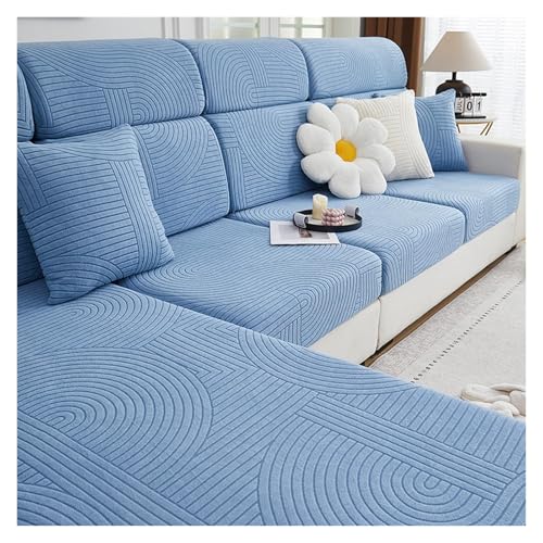 Housse de canapé en velours chaud extensible pour dossier L | Protection douce élastique - 2