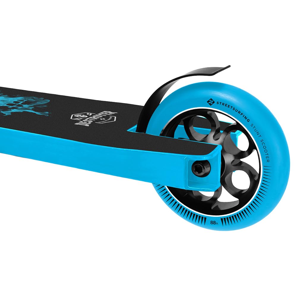 Destroyer Smoked Skull Blue Trottinette freestyle avec roues de 110 mm, roulements ABEC 7 et Deck en aluminium 6061