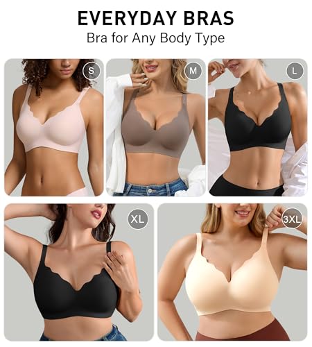 DEANGELMON Women's Seamless Bras No Underwire Comfort Bralettes Push Up Bras Wireless Scalloped Full Coverage Everyday Bra - Image 6
