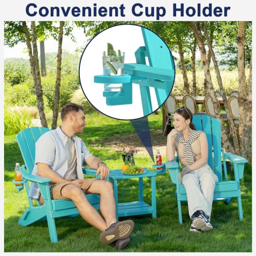 Image of Plawdlik HDPE Folding Adirondack Chair Set of 2 with Cup Holder, Aruba