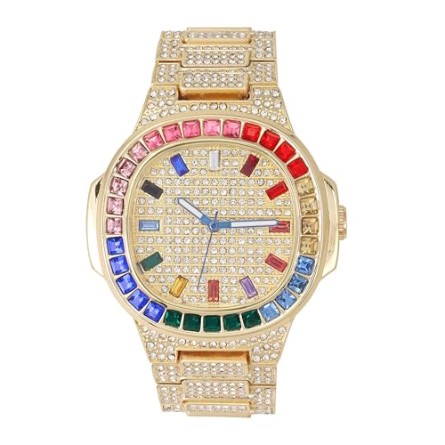 Charles Raymond Bling-ed Out Bracelet with Oblong Iced Look Hip Hop Watch - 8475BC Cuban (ST10367 Rainbow GLD -C) by Charles Raymond - Used condition - Image 2