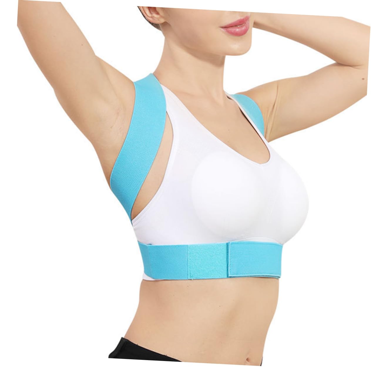 Back Posture Corrector Adjustable Shoulder Belt for Women Blue M | Spandex PP PE EVA Materials, Easy to Wear under Clothing, Adjustable Fit, Chest Support