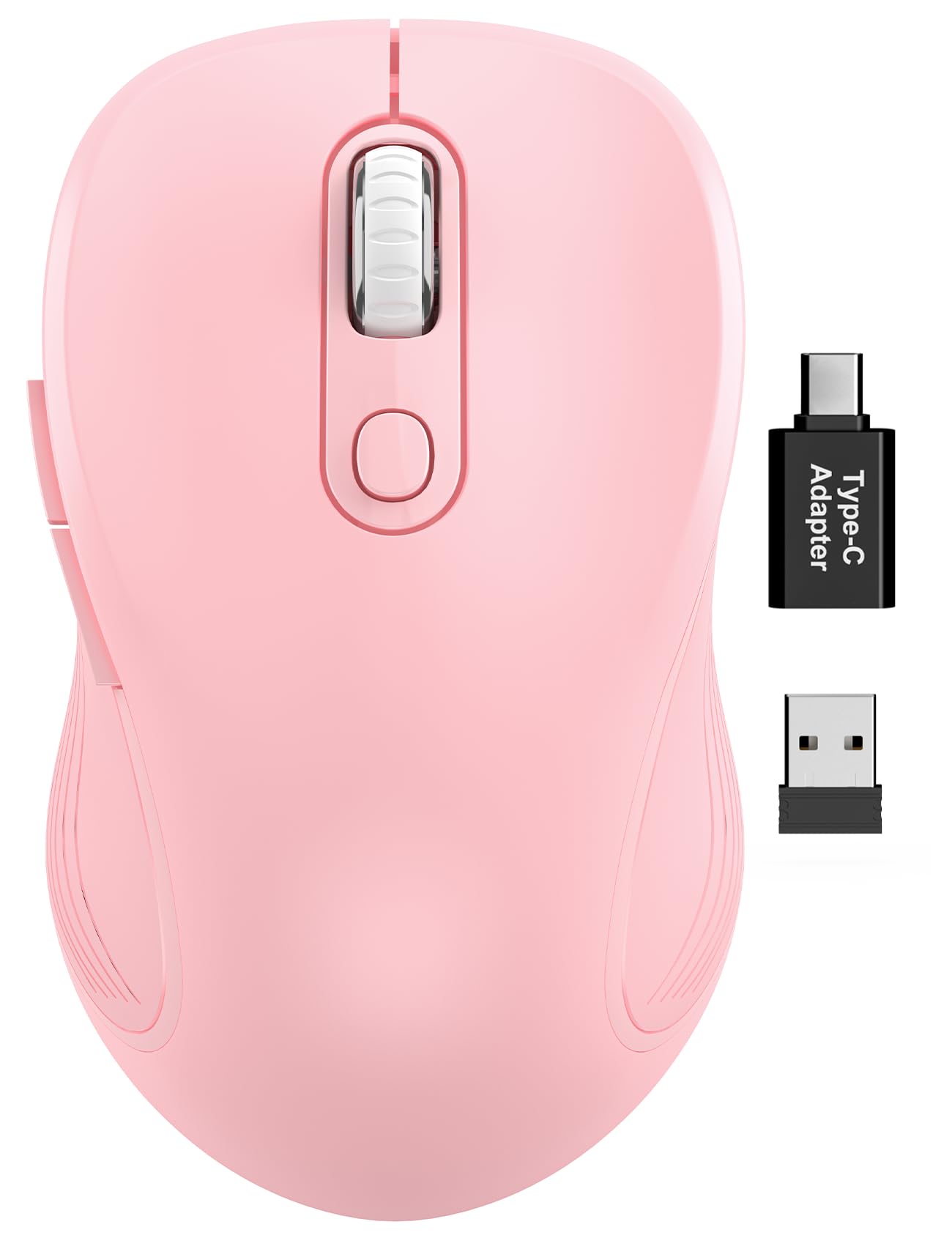 Trueque Wireless Mouse for Laptop, Ergonomic 6-Button Mouse, Baby Pink