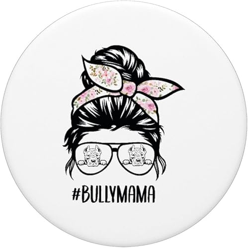 Miniatura 3 de American Bully Mom unordentliche Brötchen-Haarbrille, Bully PopSockets Swappable PopGrip