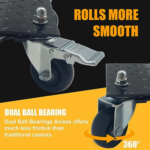 Image of Set of 2 Car Tire Wheel Dolly Furniture Lifters - Heavy Duty Under Vehicle Tire Skates Motorcycle Jack and Moving Dollies with Wheels 3000lbs Capacity Black (Black, 2 Dollies)