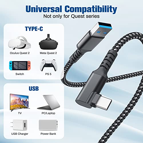 Link Cable Compatible with Meta/Oculus Quest 2 Accessories and PC/Steam VR, Jawfait High Speed PC Data Transfer/Fast Charge Cord, USB 3.0 A to Type C Cable for VR Headsets and Gaming PC, 16FT Black - Image 6