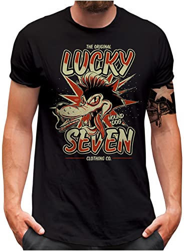 T-shirt Homme Lucky 7 Car Racing finition premium coton noir 5XL