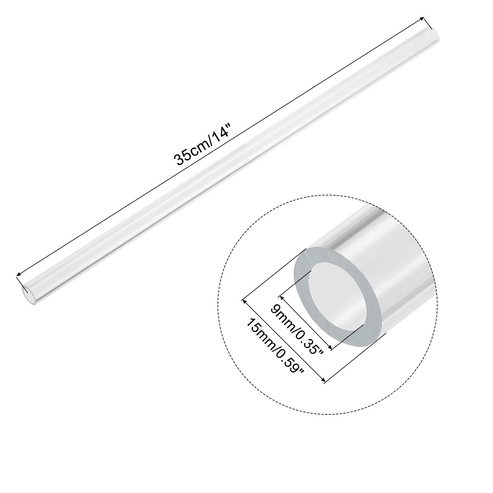 MECCANIXITY Clear Acrylic Pipe Tube - 18mm ID, 22mm OD, 14" Length, 2pcs For Lamps & Water Cooling - View #11