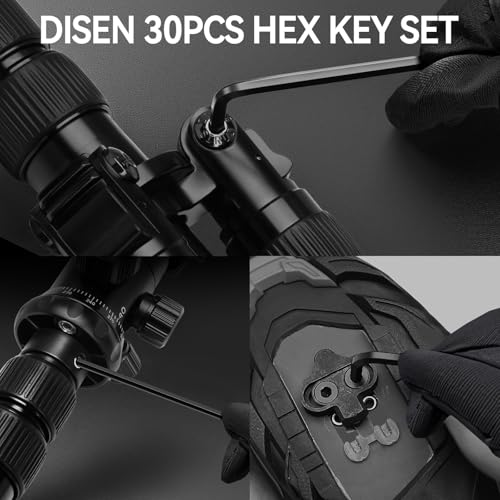 Image of DISEN 30 PCS Upgraded Magnetic Hex Key Allen Wrench Set, Metric (0.7-10 mm) and SAE(0.028-3 /8 inch) Allen Wrenches L Shape Hex Keys with Torque Handle, Chrome Vanadium Steel