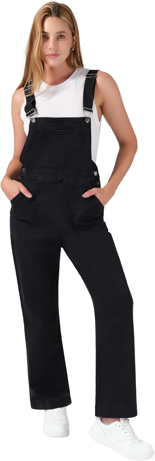 roswear Denim Overalls for Women Adjustable Strap Stretchy Bib Overall Jean Jumpsuits Pants