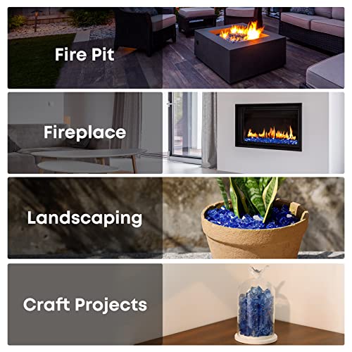 Stanbroil 10-Pound Fire Glass - 1/2 Inch Reflective Tempered Fire Glass For Fireplace Fire Pit, Cobalt Blue Reflective #TOP7
