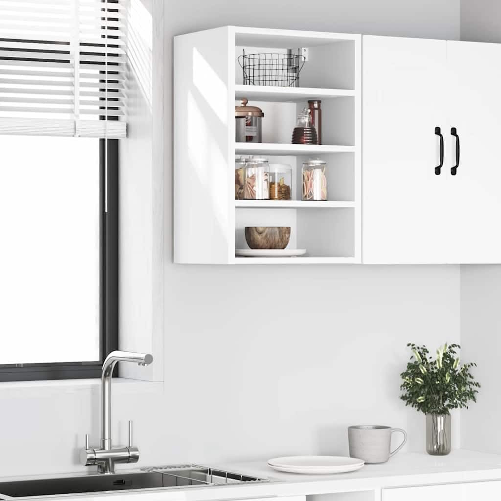 Hängeschrank Riga Weiß 40x29,5x60 cm Holzwerkstoff Wandschrank Küchenzubehör mit viel Stauraum für Schüsseln Teller Töpfe
