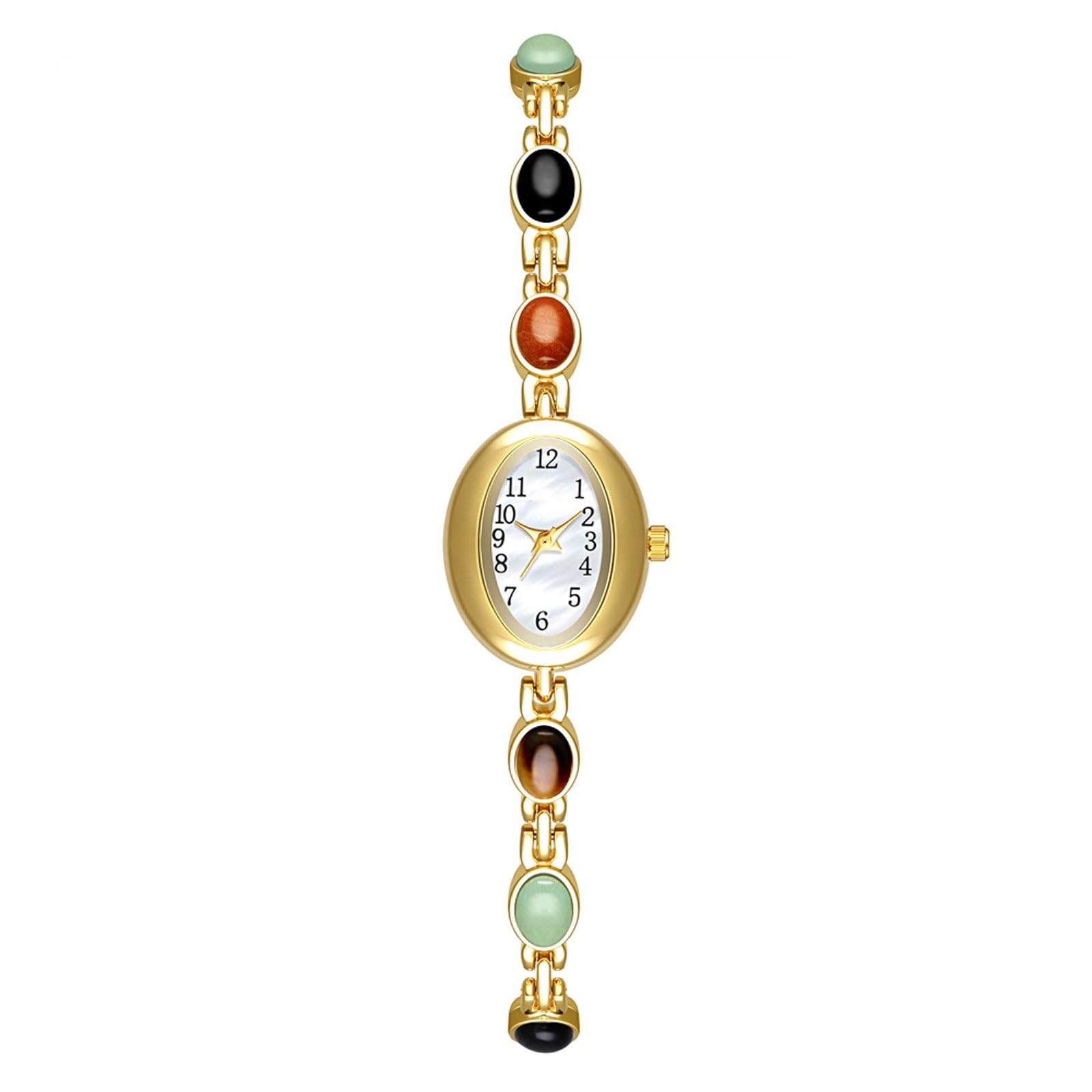 Orologio di lusso con intarsi in avventurina e nefrite, orologio al quarzo ovale, orologio con bracciale impermeabile, può essere regalato alle donne Orologio da polso