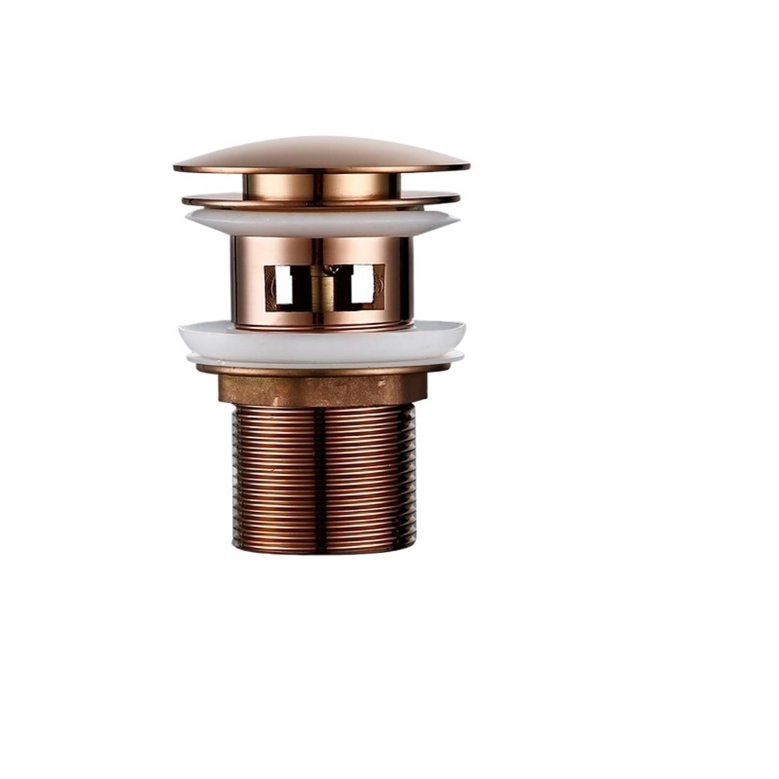 Tapon Lavabo Lavabo de baño, tapón de residuos de Drenaje emergente de Bronce, Accesorios for Fregadero, Soporte sólido, bañera Redonda, Descarga de latón(Brushed Rose Gold-1)