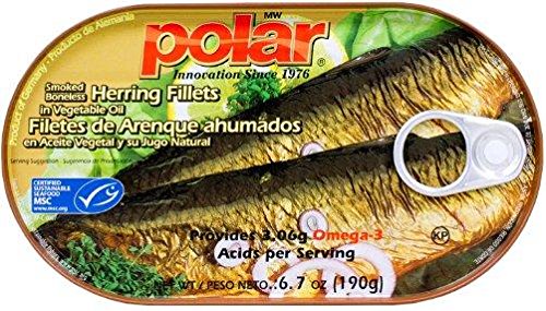 Polar Smoked Boneless Herring Fillets (Pack of 4) 6.7 oz Cans
