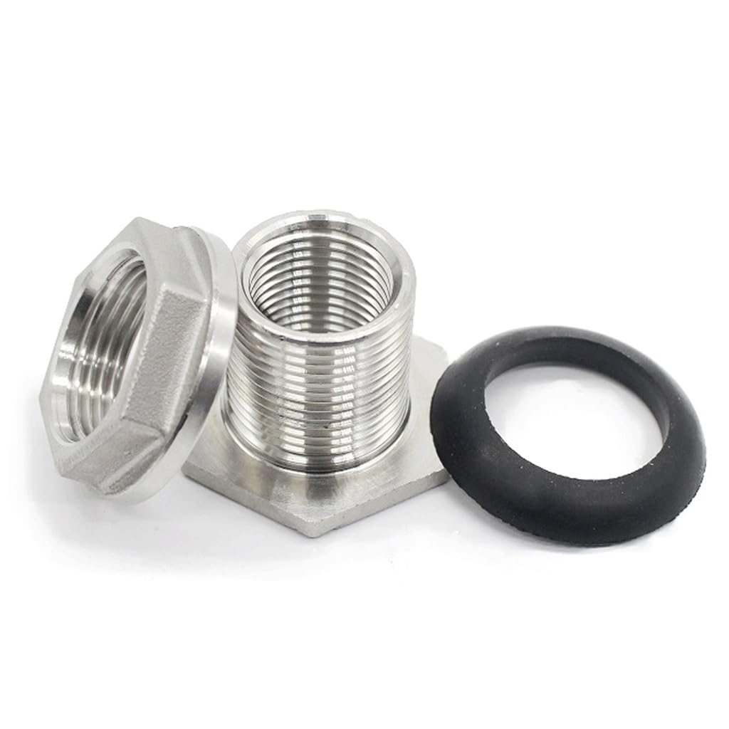 Water Tank Connector Stainless Steel, BSP Female Thread Bulkhead Water Tank Connector Stainless Steel Adapter Fitting(DN50)