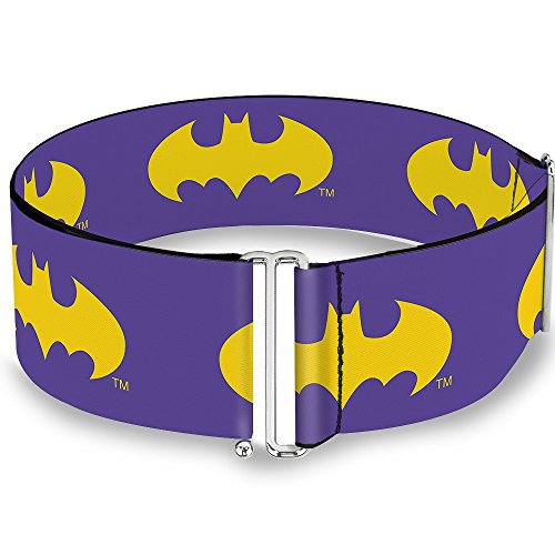 Buckle-Down DC Comics Belt, Cinch Belt Batman Signal Purple Yellow, 3.0 Inch Wide, Adjustable