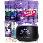 Tress Wellness Waxing Kit for Sensitive Skin, Safe for Face & Skin, Prep & Aftercare Spray, Easy to Use, At-Home Kit for Face, Bikini, Brazilian & Full Body - Digital Display, Black Purple Flower