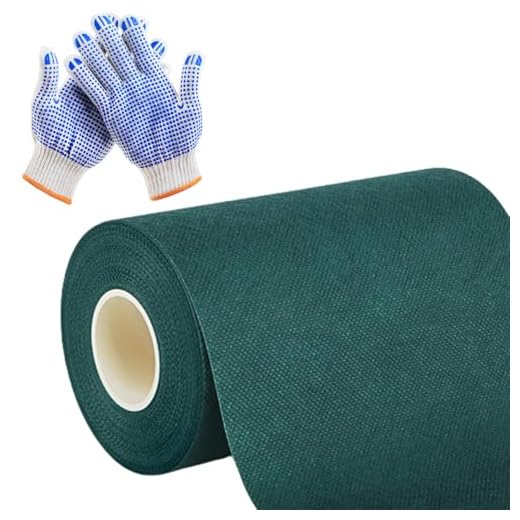 15cm * 10m Cinta de césped Artificial Autoadhesivo Cinta de Costura de césped sintético de Alta unión + 1 par de Guantes