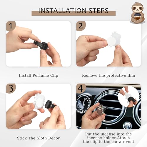 Image of 12 Pcs Cute Car Air Freshener Clips, Sloth Car Vent Clip, Funny Car Accessories for Women, Air Conditioner Vent Decorations, Cartoon Animal Interior Decor Sloth Gifts for Women Men