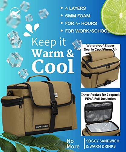 Sunny Bird Insulated Lunch Bag Tactical Lunch Box Cooler For Men And Women (Bark Brown) #TOP1