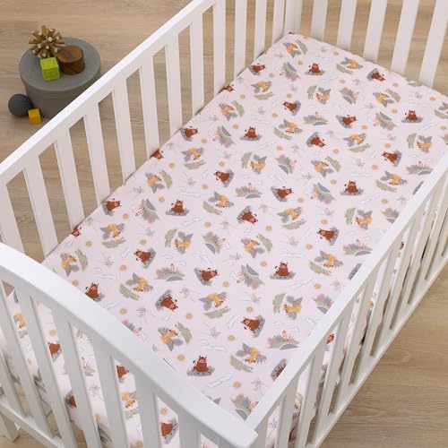 Image of Disney Lion King Ivory, Sage, Gold, and Brown, Simba, Timon, and Pumba Super Soft Nursery Fitted Crib Sheet