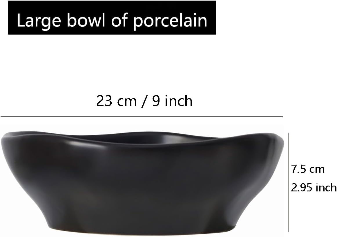 9'' Serving Bowls for Dining Table,42oz Deep Bowl for Soup, Cereal, Ramen, Pasta, Salad, Dishwasher & Microwave Safe, Easy Clean