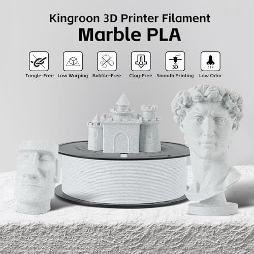 Image of Kingroon Marble PLA Filament 1.75mm, 1kg Spool (2.2lbs), Dimensional Accuracy + /- 0.03mm, Vibrant Color 3D Printer Filament, Fits for Most FDM 3D Printers