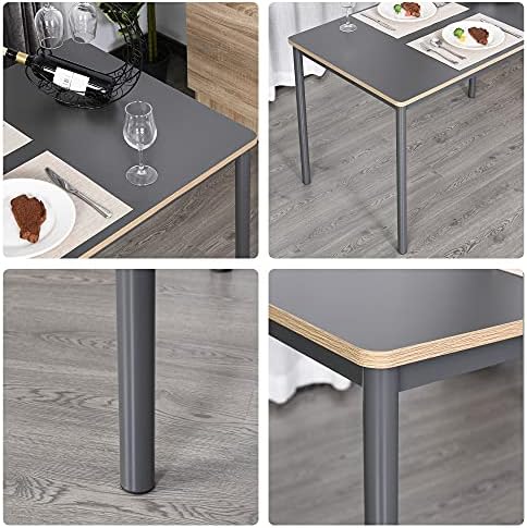 HOMCOM 120cm Minimalistic Dining Table w/Steel Frame Foot Pads Simple Rectangle Style Home Dining Working Display Grey