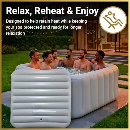 Energiesparende Spa-Abdeckung, aufblasbarer Deckel, schützender Regen-Überlauf, Wärmeisolator, Technologie, quadratische Blase, passend für alle quadratischen Whirlpools von 6 Personen bis 145 cm,
