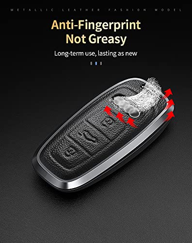 Sanrily Keyless White Key Fob Cover For Audi A6 A7 A8 2020 2021 E-Tron Q8 Q7 Metal Leather Key Protector Case Shell With Keychain #TOP6