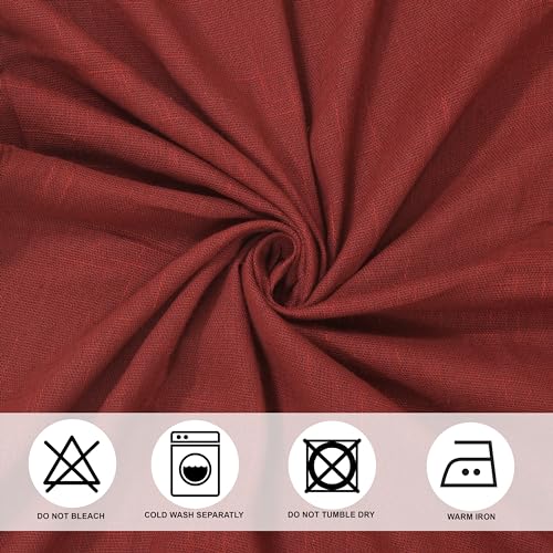 Image of THE LINEN COMPANY Net Curtains Cotton Curtains with Pom Pom Lace Rod Pocket Sheer Curtains Light Filtering Curtains for Window Curtains Living Room Maroon 7 Ft Pack of 2