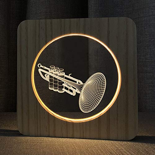 Lampe de table créative trompette 3D idée cadeau en bois pour anniversaire enfant