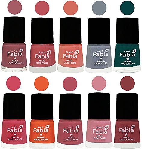 Image of ALL IN ONE (PACK OF 10), Long Lasting Glossy Nail Polish, 6 ml Each, All Vibrant Colours,01991