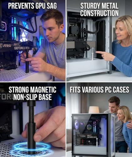 Image of 2PCS GPU Sag Bracket, GPU Holder for Gaming PCs, Prevents Graphics Card Sag, Height Adjustable Support Bracket, Universal Compatibility for Heavy GPUs, Dual Pack in Black and Silver