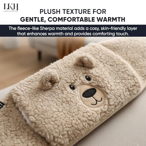 LKH Wearable Hot Water Bottle Belt with Luxurious Sherpa Cover UK 1Litre Period Pain Relief Belt Wrap Around Portable Natural Rubber Hot Water Bag Removable & Washable Cover Gift for Her (Beige) - Image 4