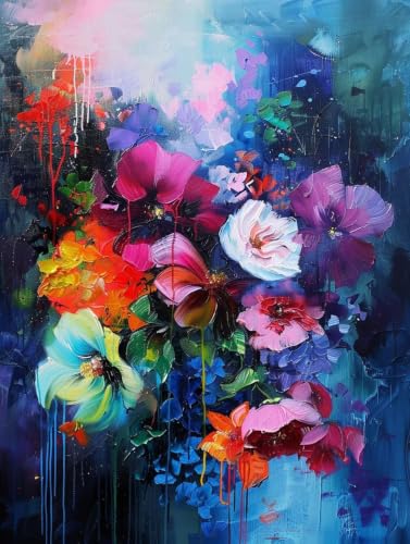Peinture par numéros adulte de plantes abstraites pour créer une décoration murale de salon