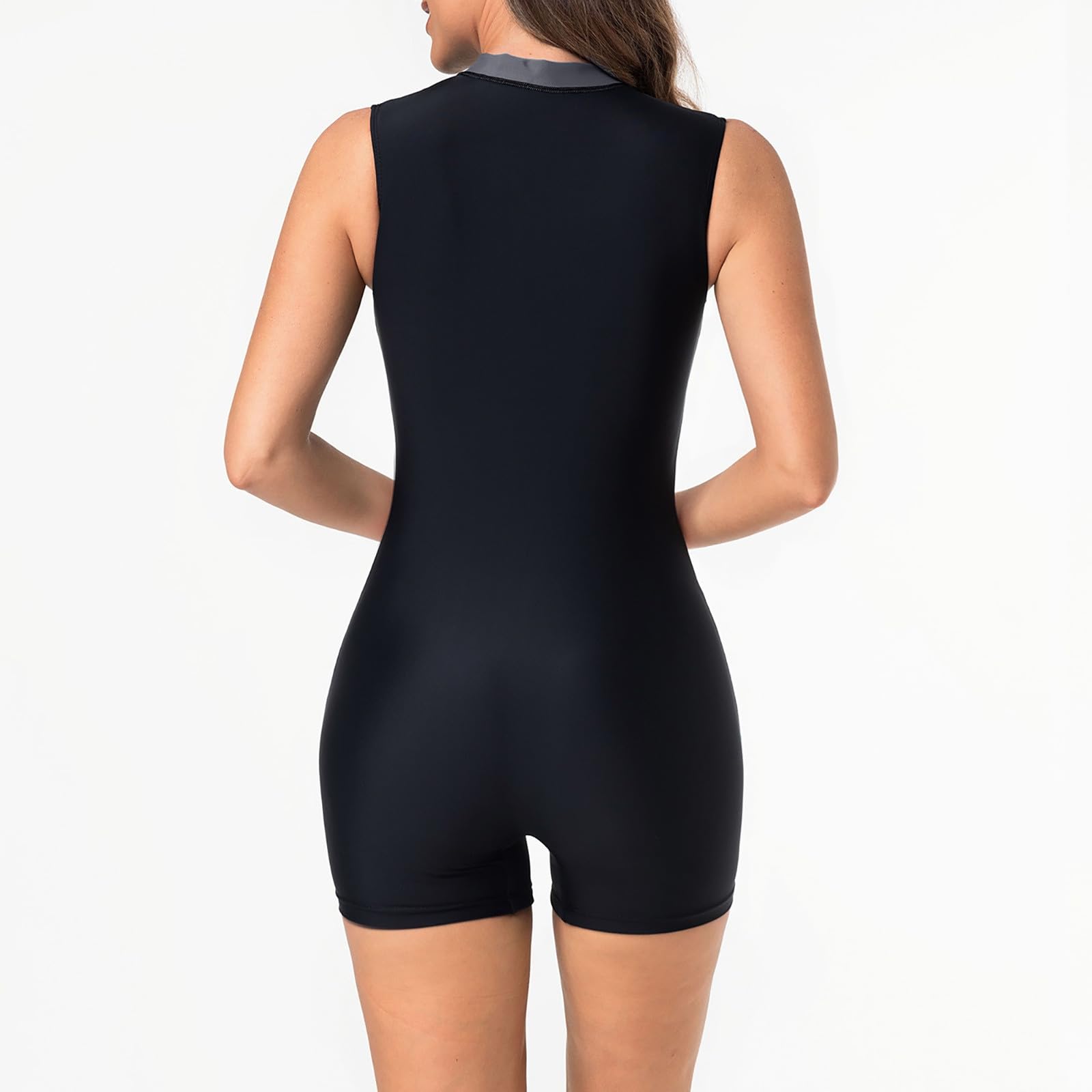 Generisch Bañador 48 Mujer 2025 Nuevo Traje de Baño con Protección Solar para Primavera y Verano con Cremallera Integrada, Traje de Baño de Surf Protección Solar Traje de Baño Mujer Colorido Azul