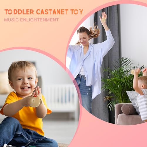 image for Fuyamp 24 Pcs Castanets Wooden Musical Instrument Finger Castanets Bab