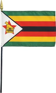 Zimbabwe - 4 in x 6 in World Stick Flag