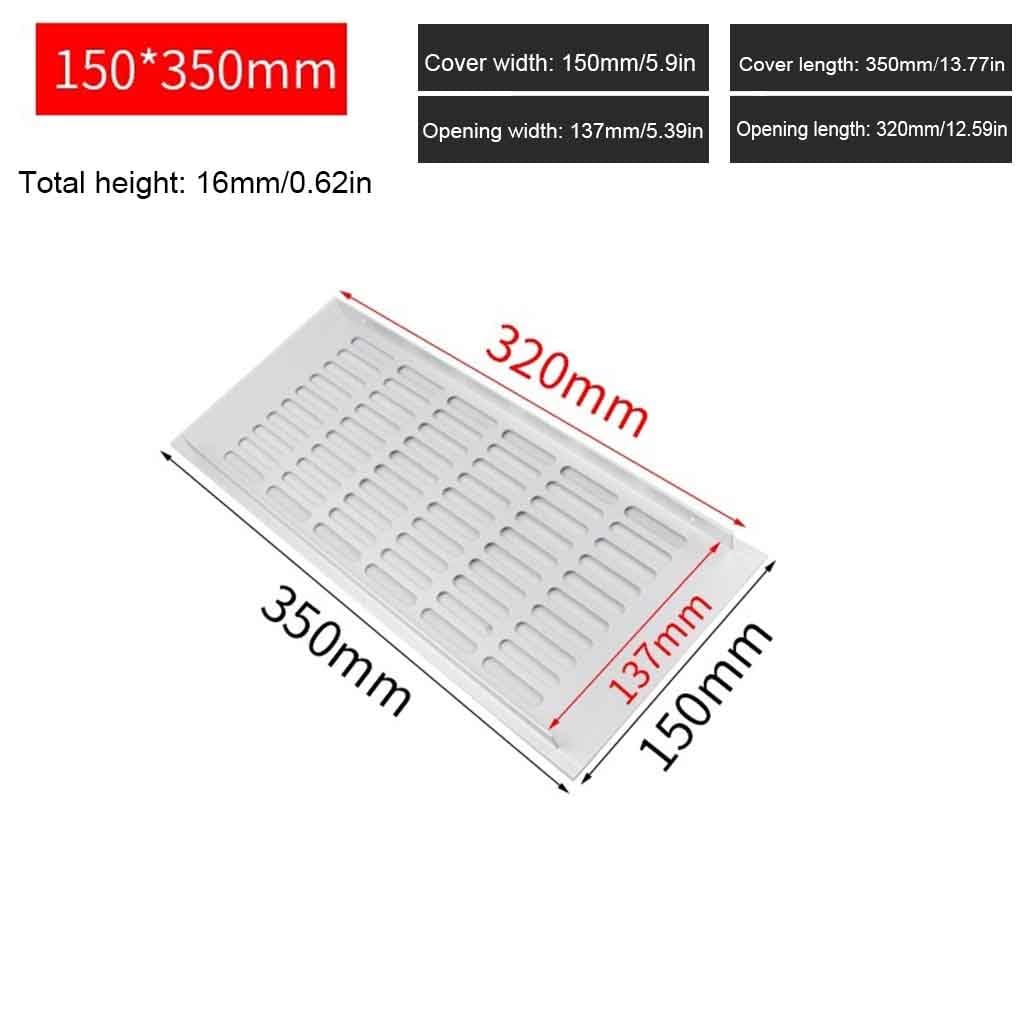 Prostokątna osłona kratki wentylacyjnej ze stopu aluminium | 150x(150-800)mm: Szafa Szafka na buty Szafka Wentylacja(150x350mm)