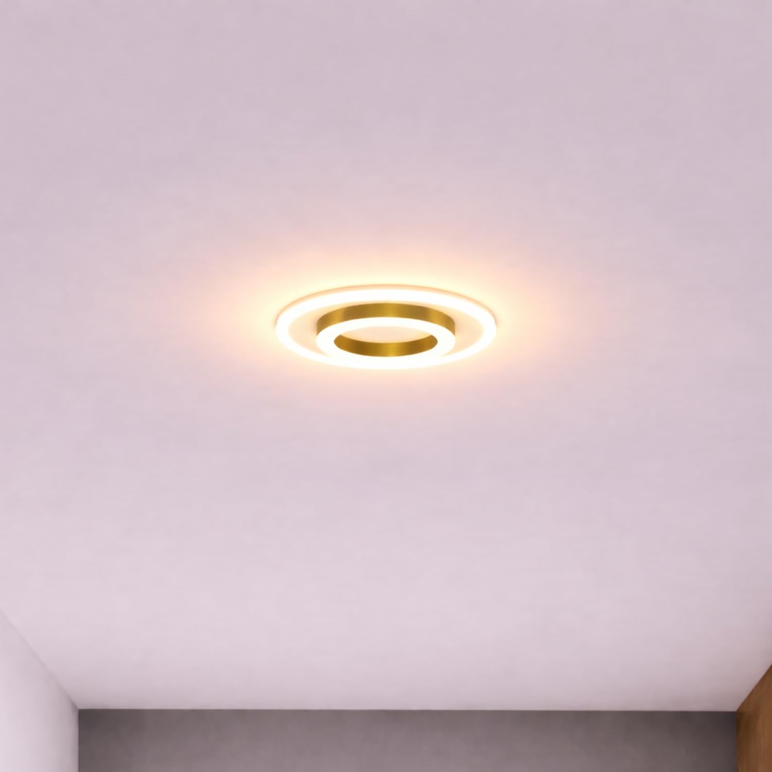 B.K.Jagan and Co LED Ceiling Light, Round, 24cm, 3 Colour Modes, Warm/Neutral/Cool White, Metal Frame with Acrylic Lampshade, Modern Style, Ambient Edge Lighting-image-46