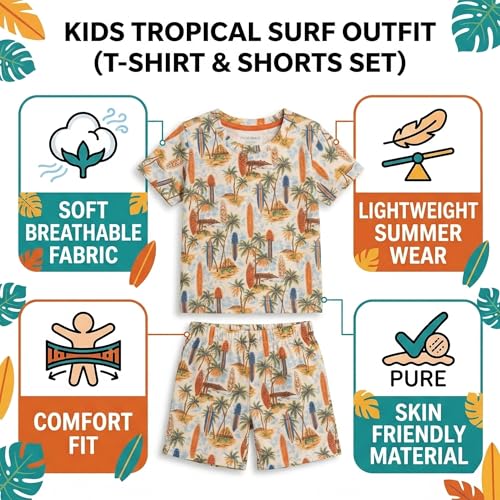 Image of Kids Dress for Boys | Round Printed Neck Half Sleeve T-shirt and Pant Clothing Set for Baby Boys