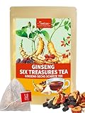 TeeLux Ginseng „Sechs Schätze“ Tee Beutel 30 Stück, Vegan, Energie & Vitalität, Ginseng, Maca, Huangjing, Maulbeere, Wolfsbeere, Jujube, Yam, Echte Zutaten, Traditioneller Kräutertee aus China
