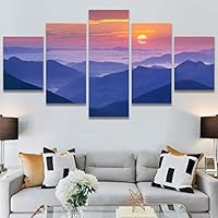 SIGNWIN 5 Panel Canvas Wall Art Modern Art Coastal Colorful Multicolor Photography Romantics Sunset for Home Decorations Ready to Hang - 60
