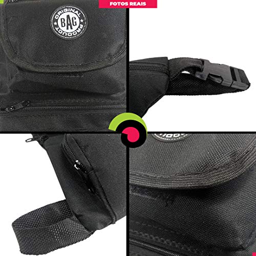Pochete Camping Perna Preta Cintura Ajustável Multiuso Pesca Camping Trilha Motoboy